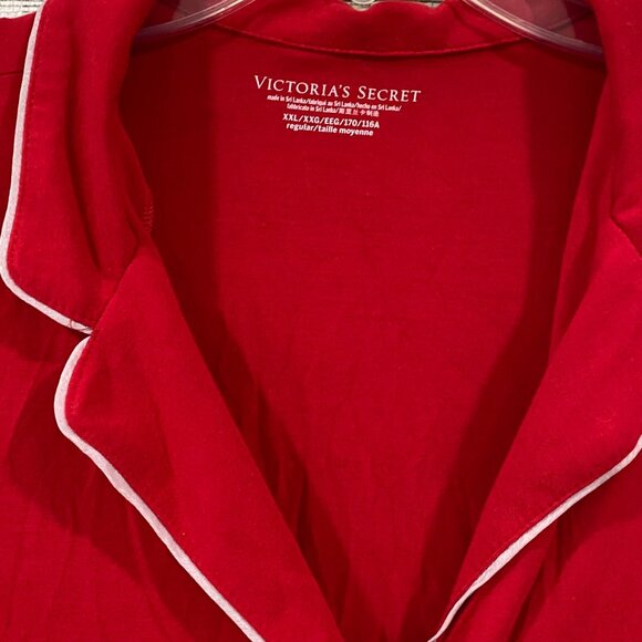 Victorias Secret Red Long Sleeve Button-Up Pajama Top XXL Soft Cotton-Blend - Picture 3 of 4